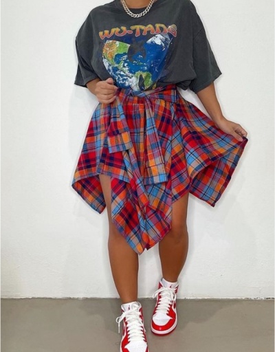 Beach Irregular Plaid Tie Wrap Short Skirts #793470 $26.33 USD, Wholesale Fashion Skirts