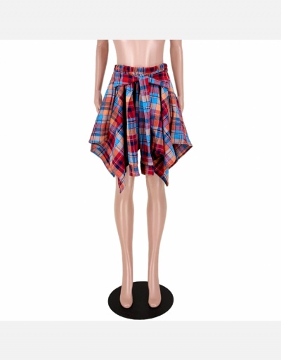 Replica Beach Irregular Plaid Tie Wrap Short Skirts #793470 $26.33 USD for Wholesale