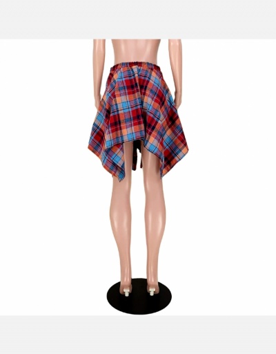 Replica Beach Irregular Plaid Tie Wrap Short Skirts #793470 $26.33 USD for Wholesale