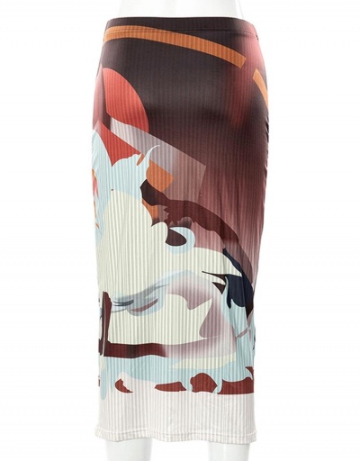 Replica Vintage Print Ruched Midi Skirt For Women #793471 $12.07 USD for Wholesale