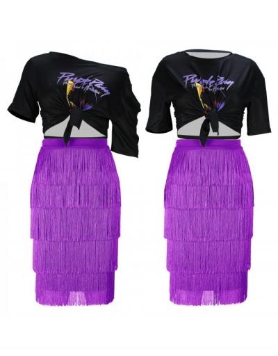 Replica  Fashion Casual Purple Tassels Skirt For Women #793474 $25.06 USD for Wholesale