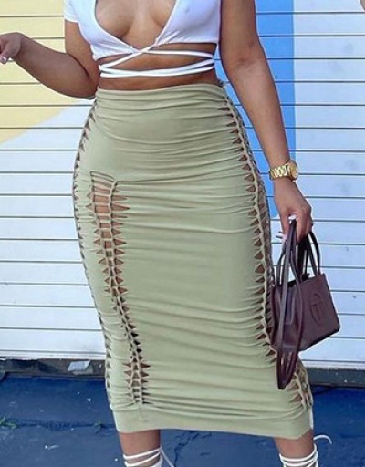 Replica Sexy Hollow Out Ruched Maxi Skirt  #793480 $25.35 USD for Wholesale