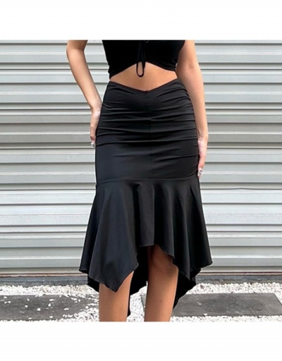 Black Patchwork Ruched Solid Summer Skirts For Women #793483 $14.63 USD, Wholesale Fashion Skirts