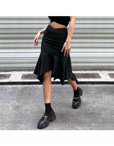 Replica Black Patchwork Ruched Solid Summer Skirts For Women #793483 $14.63 USD for Wholesale