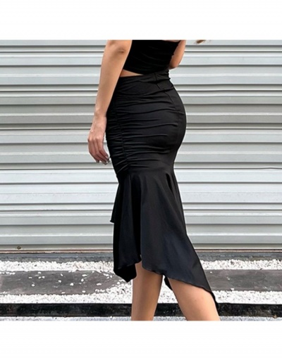 Replica Black Patchwork Ruched Solid Summer Skirts For Women #793483 $14.63 USD for Wholesale