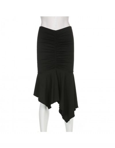 Replica Black Patchwork Ruched Solid Summer Skirts For Women #793483 $14.63 USD for Wholesale