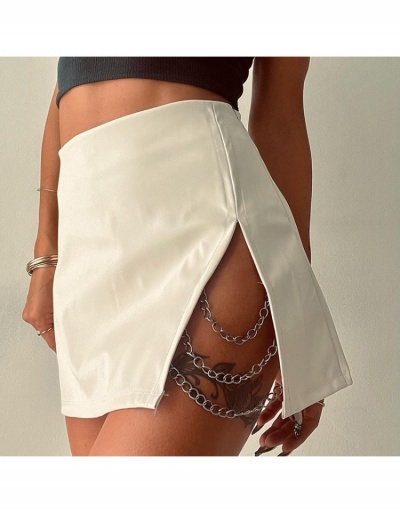 Club PU Leather Chain Patchwork Skirt #793487 $16.34 USD, Wholesale Fashion Skirts