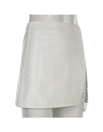 Replica Club PU Leather Chain Patchwork Skirt #793487 $16.34 USD for Wholesale