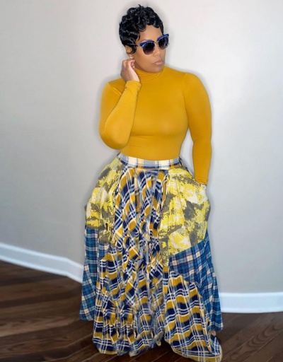 Replica Popular Loose Plaid Plus Size Maxi Skirt  #793496 $34.65 USD for Wholesale