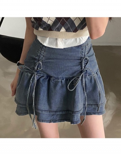 Replica Summer High Waist Ruffled Denim Skirt #793499 $34.52 USD for Wholesale