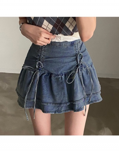 Replica Summer High Waist Ruffled Denim Skirt #793499 $34.52 USD for Wholesale