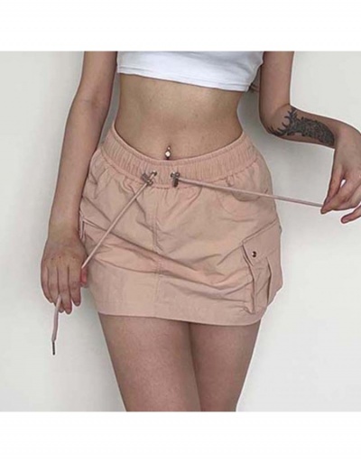 Replica Stylish Solid Drawstring Cargo Short Skirts For Women #793508 $23.92 USD for Wholesale