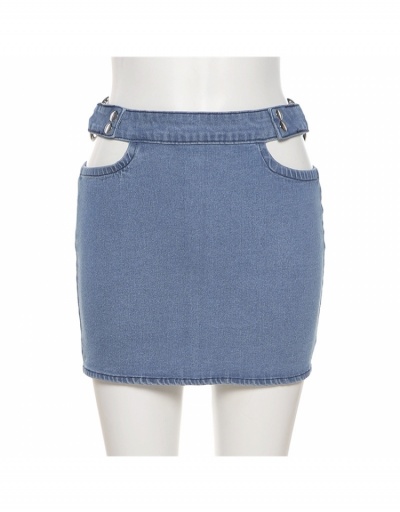 Replica  Summer Low Waist Hollowed-out Denim Skirt #793514 $29.06 USD for Wholesale