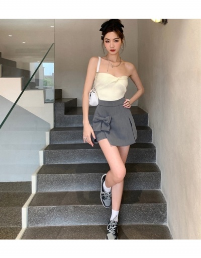 Summer Fashion High-waisted Pure Color Bow Women's Skorts #793525 $34.35 USD, Wholesale Fashion Skirts