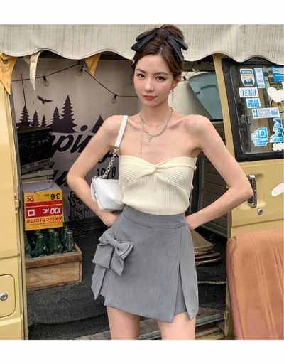 Replica Summer Fashion High-waisted Pure Color Bow Women's Skorts #793525 $34.35 USD for Wholesale