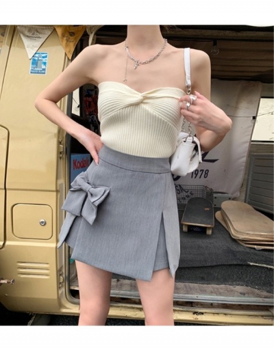 Replica Summer Fashion High-waisted Pure Color Bow Women's Skorts #793525 $34.35 USD for Wholesale