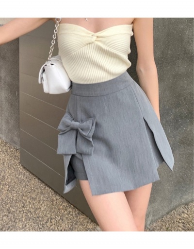 Replica Summer Fashion High-waisted Pure Color Bow Women's Skorts #793525 $34.35 USD for Wholesale