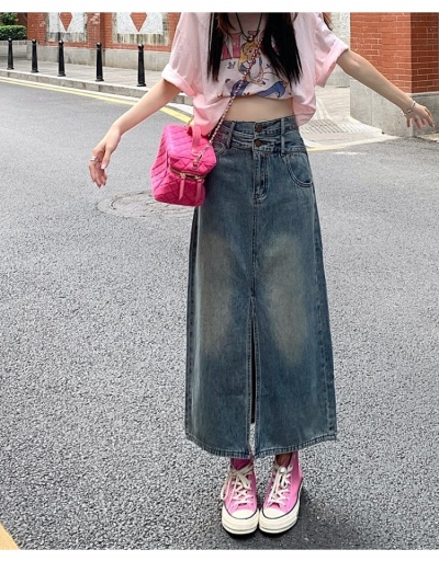 New High Waist Slit Denim Skirts #793534 $32.76 USD, Wholesale Fashion Skirts