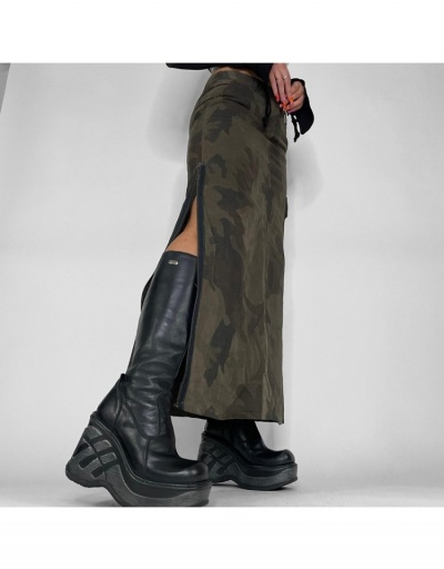 Replica Trendy Camouflage High Waist Zipper Long Skirt #793536 $30.37 USD for Wholesale