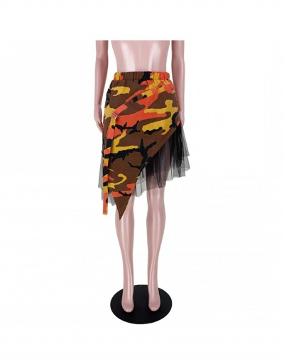 Replica Asymmetry Camouflage Patchwork Elastic Waist Skirts #793540 $30.35 USD for Wholesale