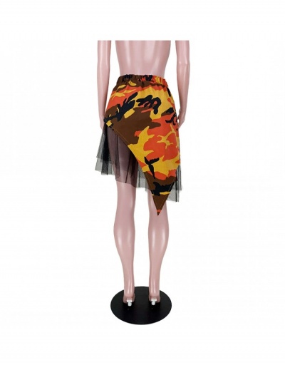 Replica Asymmetry Camouflage Patchwork Elastic Waist Skirts #793540 $30.35 USD for Wholesale