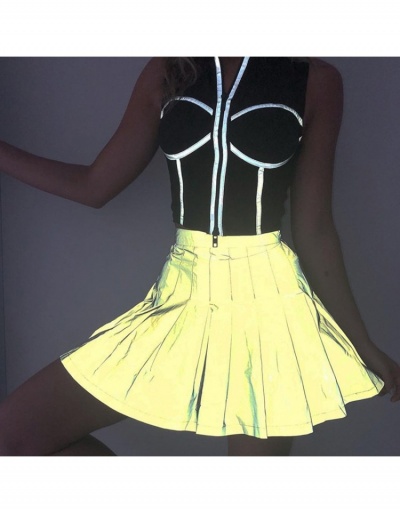  Retro Street Reflective Pleated Pure Color Skirt #793552 $19.14 USD, Wholesale Fashion Skirts