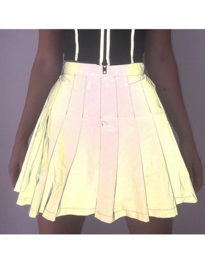 Replica  Retro Street Reflective Pleated Pure Color Skirt #793552 $19.14 USD for Wholesale