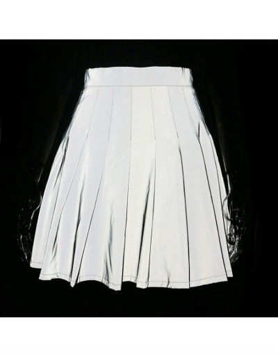 Replica  Retro Street Reflective Pleated Pure Color Skirt #793552 $19.14 USD for Wholesale