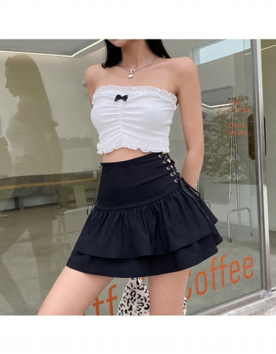 Replica Tie Wrap Ruffles  Black Summer Short Skirts #793558 $25.40 USD for Wholesale