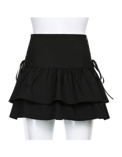 Replica Tie Wrap Ruffles  Black Summer Short Skirts #793558 $25.40 USD for Wholesale