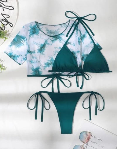 Replica Fashion Sexy Three-piece Bikinis Swimsuits Short Sleeve Crew Neck #793571 $22.23 USD for Wholesale