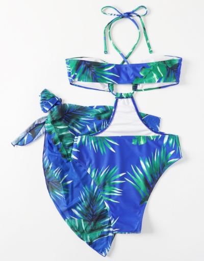 Replica Botanic Printing Waist Cut Two Piece Swimsuit Sleeveless #793587 $24.25 USD for Wholesale