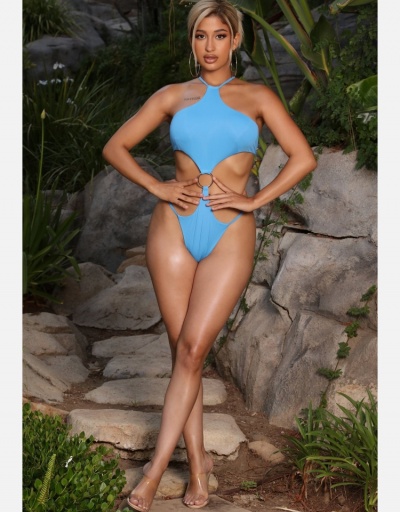 Replica  Sexy Loop Decor One Piece Swimsuit Sleeveless #793588 $20.83 USD for Wholesale