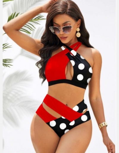 Replica Sexy Cut Out 2 Piece High Waist Swimsuit Sleeveless #793590 $23.28 USD for Wholesale