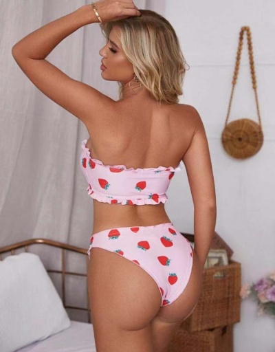 Replica Strawberry Printed 2 Piece Cute Bathing Suits Sleeveless Boat Neck #793609 $19.73 USD for Wholesale