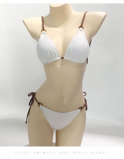 Replica White Spaghetti Strap Bathing 2 Piece Bikini Sets Sleeveless V Neck #793610 $21.25 USD for Wholesale