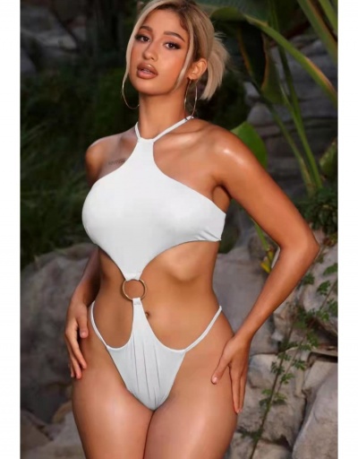 Replica  Sexy Pure Color Hollowed Out Halter Women's Swimsuit Sleeveless Halter #793612 $24.89 USD for Wholesale