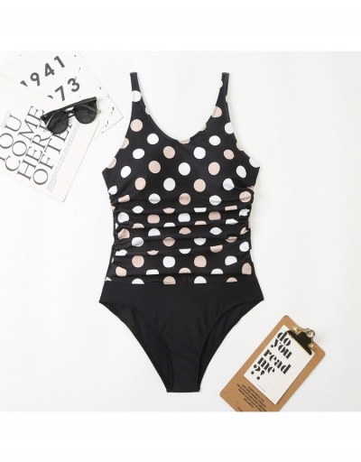 Replica Vintage Style Dot Printing V Neck Beach Swimsuits  Sleeveless V Neck #793621 $21.65 USD for Wholesale