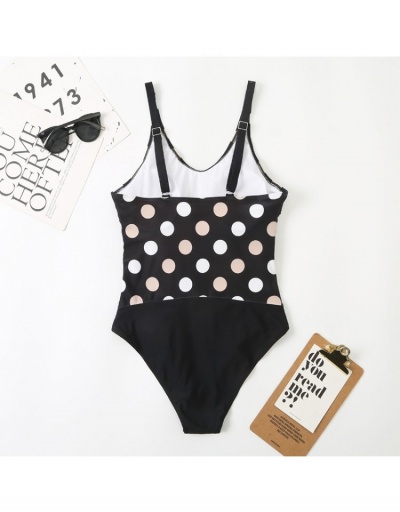 Replica Vintage Style Dot Printing V Neck Beach Swimsuits  Sleeveless V Neck #793621 $21.65 USD for Wholesale