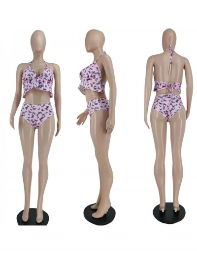 Replica Lovely Butterfly Pattern Halter 2 Piece Bikini Sets Sleeveless Halter #793622 $20.61 USD for Wholesale