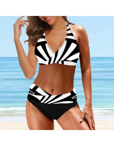 Replica Bathing Halter Contrast Color Plus Size Bikini Sets Sleeveless Halter #793631 $22.52 USD for Wholesale