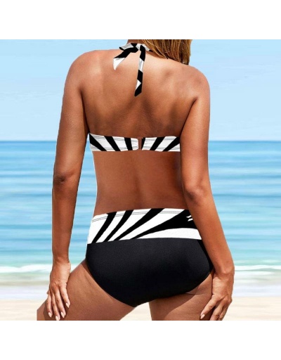 Replica Bathing Halter Contrast Color Plus Size Bikini Sets Sleeveless Halter #793631 $22.52 USD for Wholesale