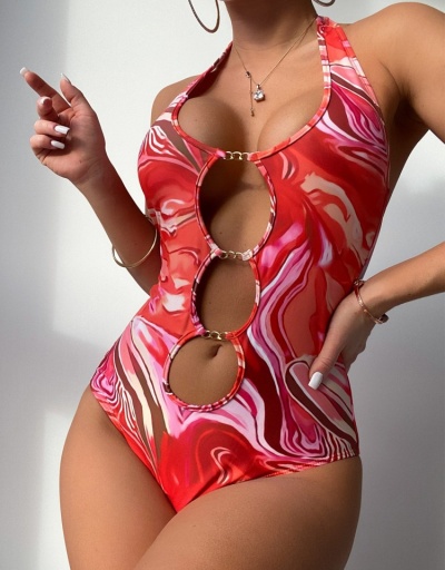 Sexy Beach Hollow Out  Halter Backless One Piece Swimsuits Sleeveless Halter #793647 $20.60 USD, Wholesale Fashion Swimsuits