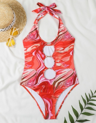 Replica Sexy Beach Hollow Out  Halter Backless One Piece Swimsuits Sleeveless Halter #793647 $20.60 USD for Wholesale