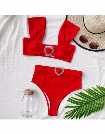 Replica  Pure Color Heart Decorated Bikini Sleeveless V Neck #793653 $20.03 USD for Wholesale