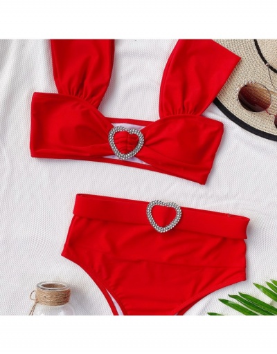 Replica  Pure Color Heart Decorated Bikini Sleeveless V Neck #793653 $20.03 USD for Wholesale