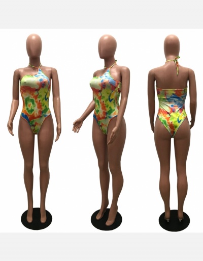 Replica  Sleeveless Printing Halter Backless One Piece Swimsuit Sleeveless Halter #793665 $18.98 USD for Wholesale