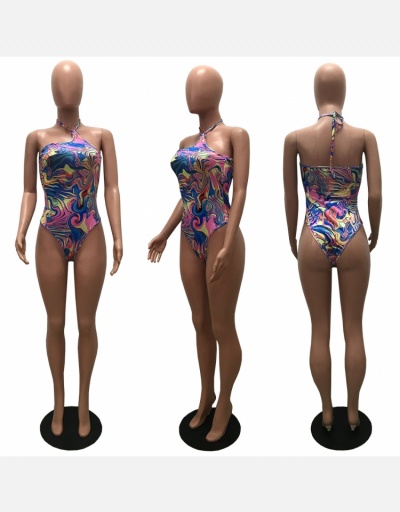 Replica  Sleeveless Printing Halter Backless One Piece Swimsuit Sleeveless Halter #793665 $18.98 USD for Wholesale