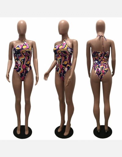 Replica  Sleeveless Printing Halter Backless One Piece Swimsuit Sleeveless Halter #793665 $18.98 USD for Wholesale