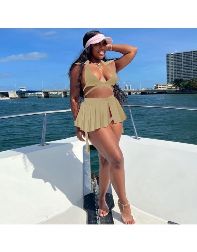 Replica Sexy Pleated Skirt Bikini Sets For Women Sleeveless Halter #793666 $27.89 USD for Wholesale